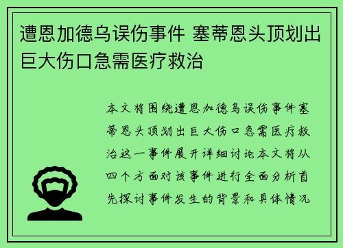 遭恩加德乌误伤事件 塞蒂恩头顶划出巨大伤口急需医疗救治